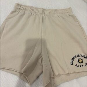 PacSun Cream Athletic Shorts with Motivational Print